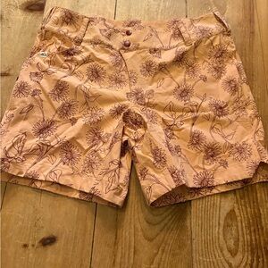 Wild rye Floral Print peach and maroon print Women's Athletic Shorts